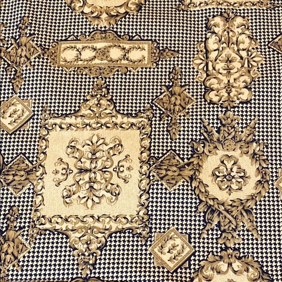 VNTG Talbots Black and Tan Ornate Design Knee-Length Pencil Skirt with Pockets - Picture 5 of 7